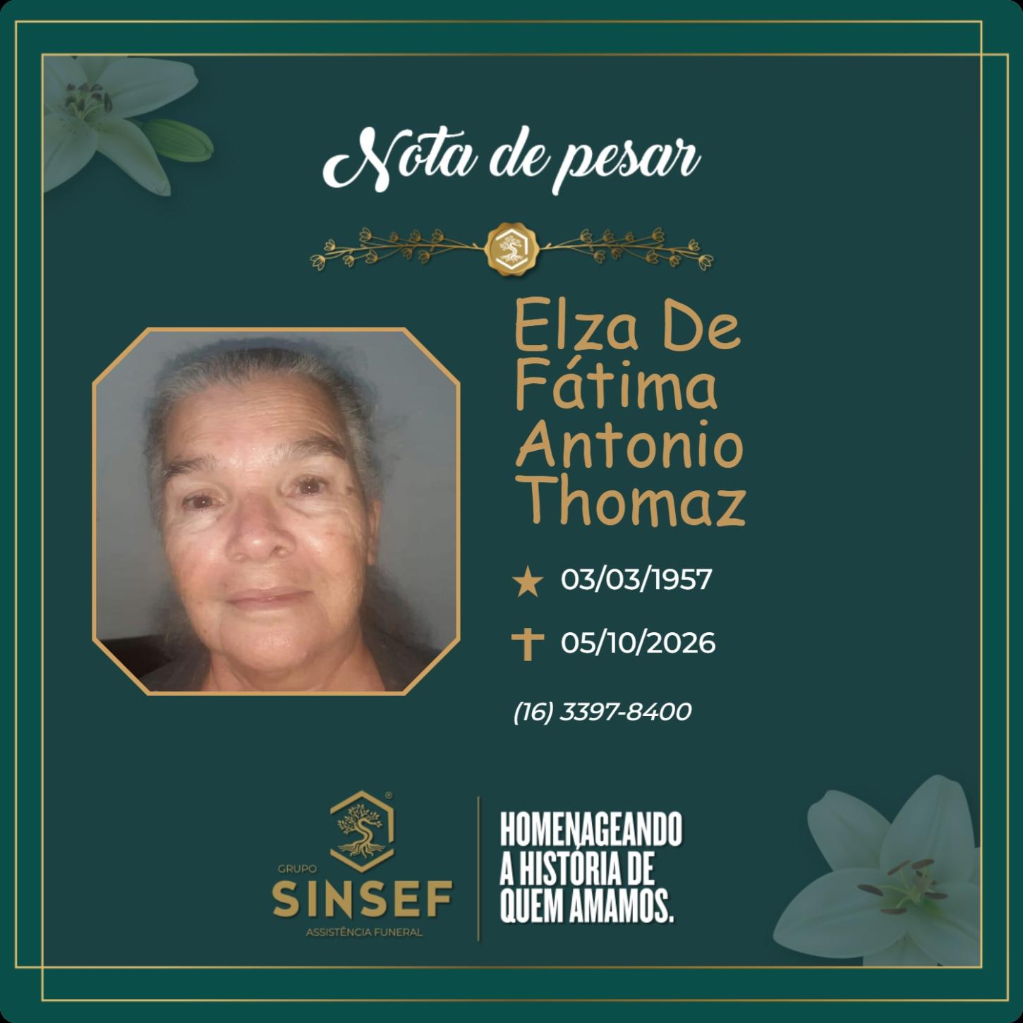 O Grupo Sinsef se despede da Sra. Elza de Fatima Antônio Thomaz