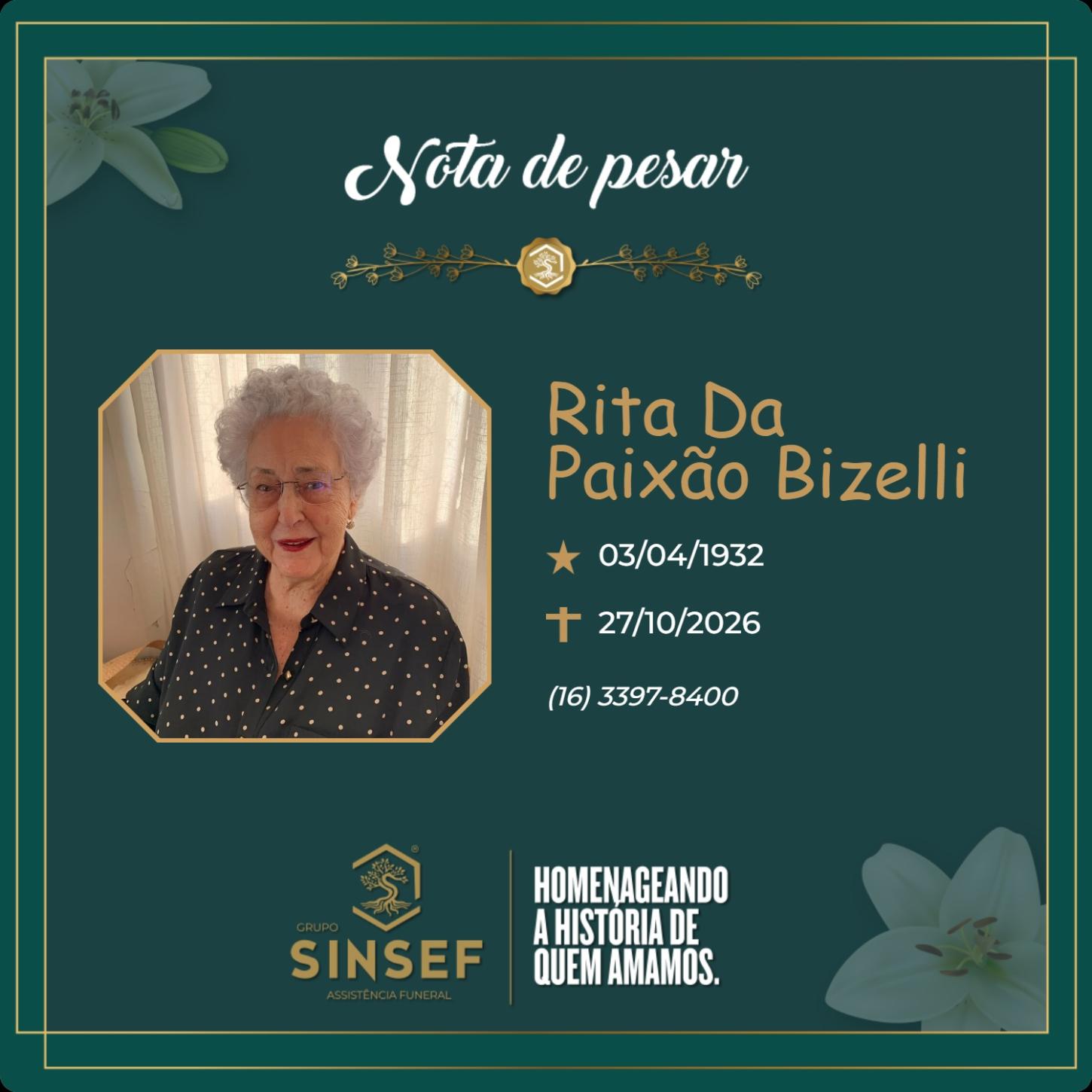 O Grupo Sinsef se despede da Sra. Rita da Paixão Bizelli