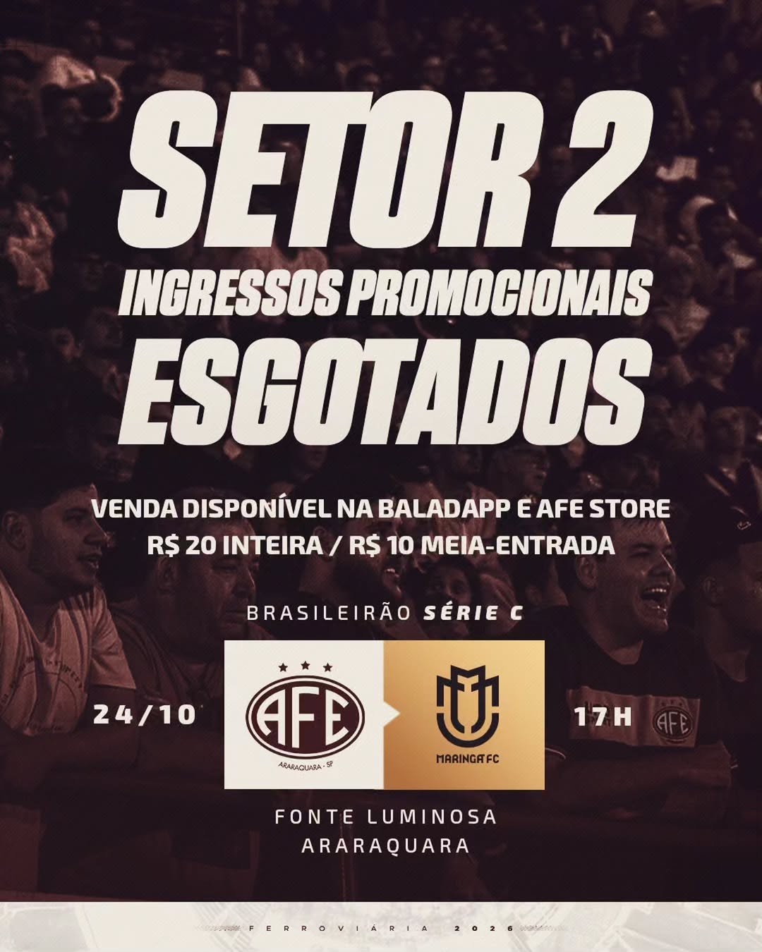 Ingressos para jogos em Araraquara estão à venda na AFE Store e BaladApp