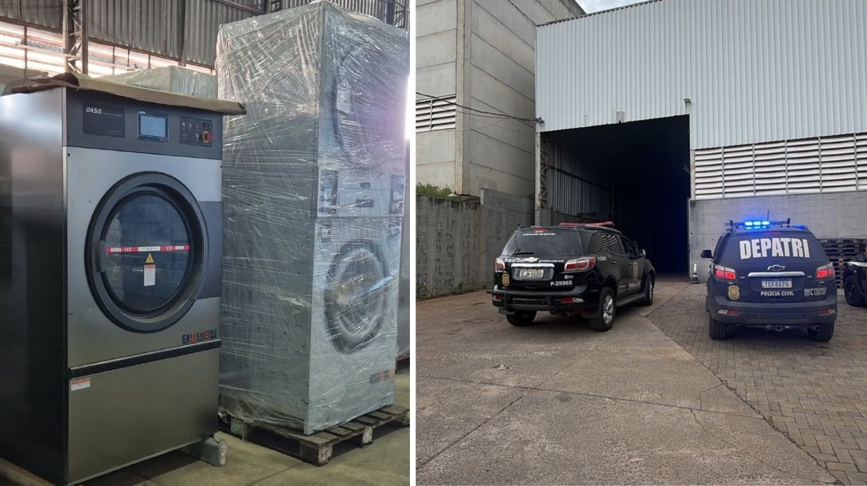 Operação policial busca máquinas de lavanderia em SP