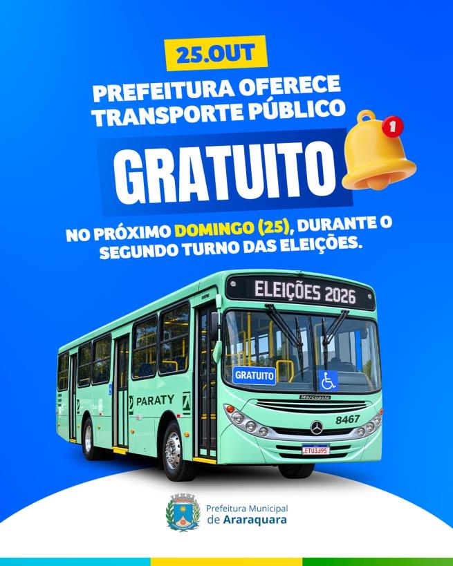 Araraquara terá transporte coletivo gratuito durante o 2º turno das eleições