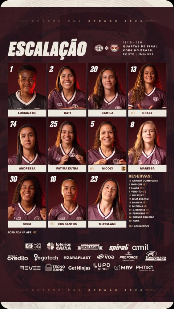 Guerreiras Grenás enfrentam o Red Bull Bragantino na Copa do Brasil Feminina