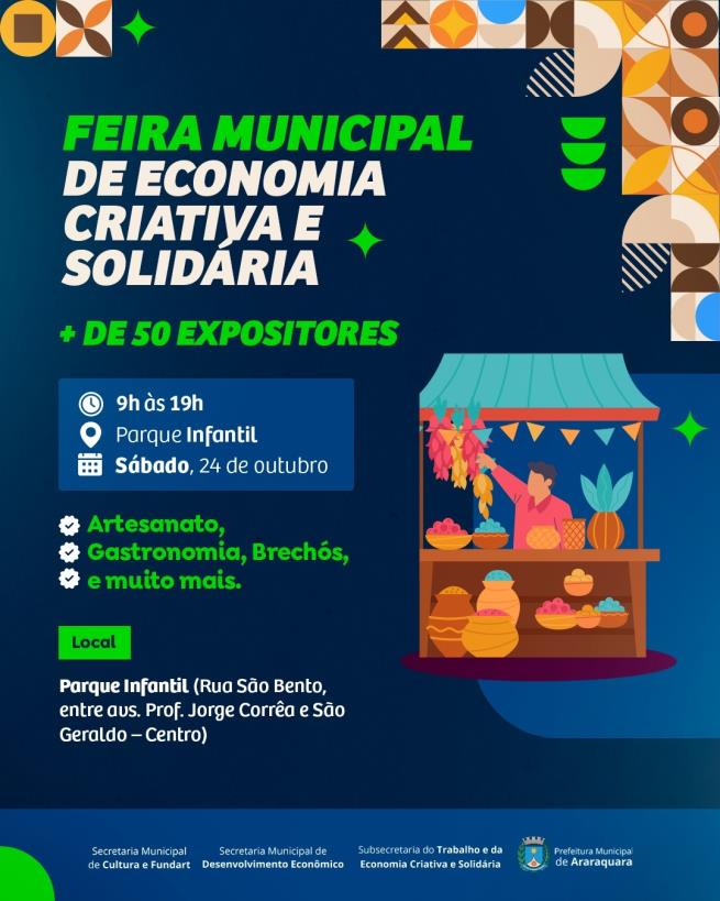 Parque Infantil abriga feira municipal com mais de 50 expositores em Araraquara