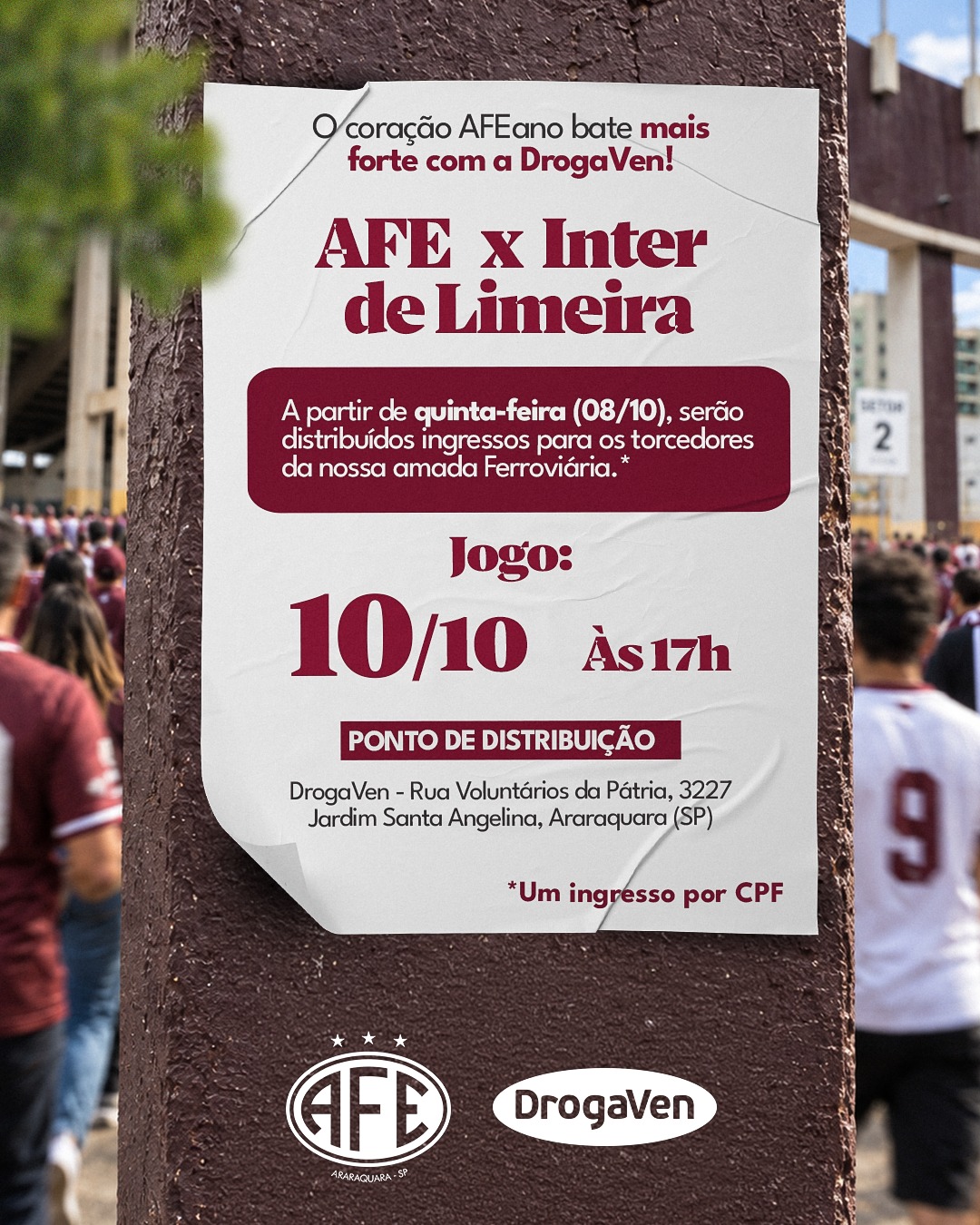 DrogaVen distribui ingressos para a Ferroviária enfrentar o Inter de Limeira