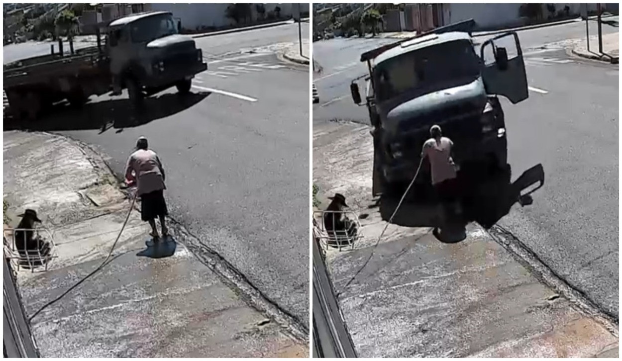 Caminhão desgovernado atinge avó e neta em calçada em Ibaté