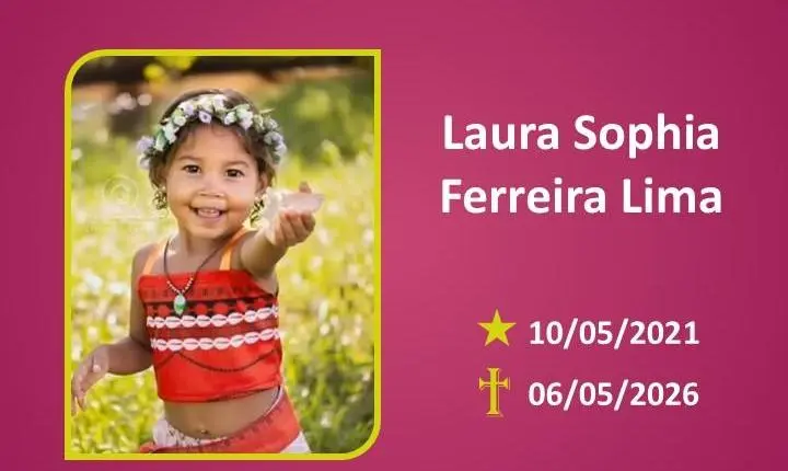 A Funerária Bom Jesus comunica o falecimento da pequena Laura Sophia Ferreira Lima