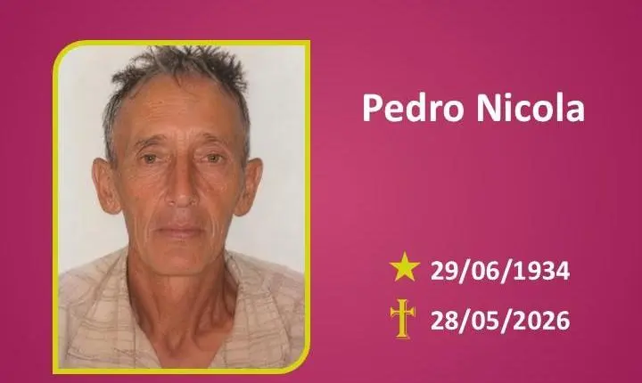 A Funerária Bom Jesus comunica o falecimento da Sr. PEDRO NICOLA 
