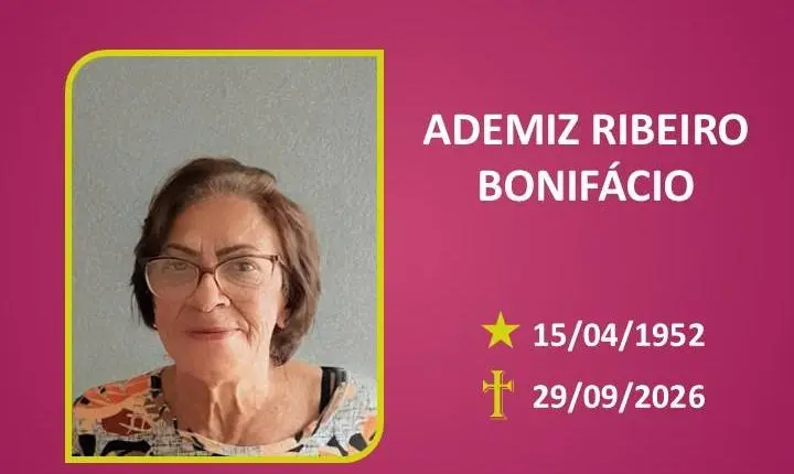 A Funerária Bom Jesus comunica o falecimento da Sra. ADEMIZ RIBEIRO BONIFÁCIO