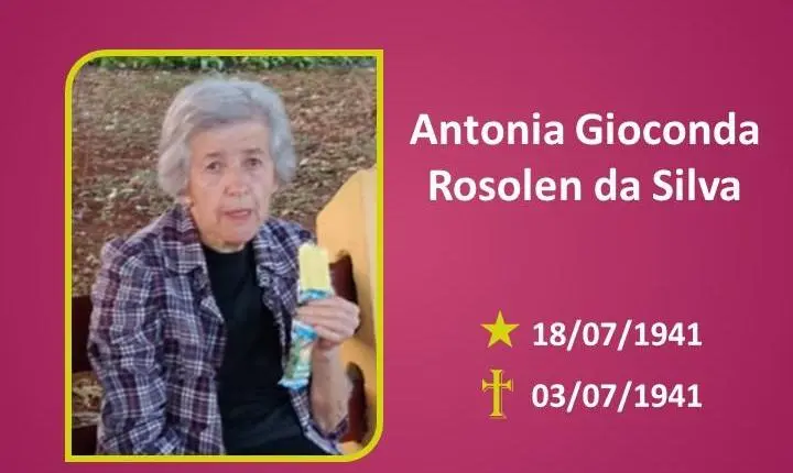 A Funerária Bom Jesus comunica o falecimento da Sra. ANTONIA GIOCONDA ROSOLEN DA SILVA  