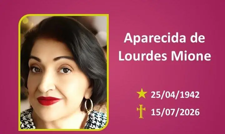 A Funerária Bom Jesus comunica o falecimento da Sra. Aparecida de Lourdes Mione