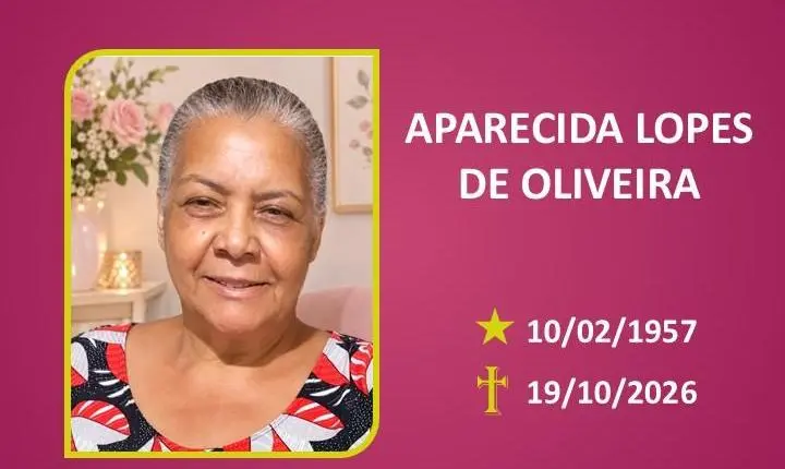 A Funerária Bom Jesus comunica o falecimento da SRA APARECIDA LOPES DE OLIVEIRA                        