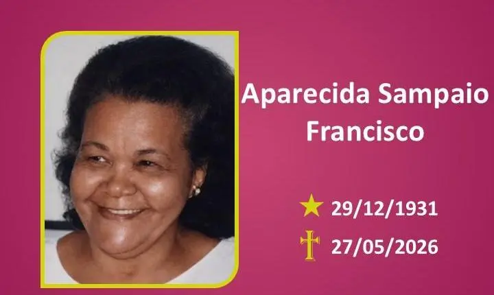 A Funerária Bom Jesus comunica o falecimento da Sra. Aparecida Sampaio Francisco.