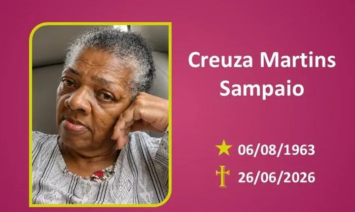 A Funerária Bom Jesus comunica o falecimento da Sra. CREUZA MARTINS SAMPAIO.