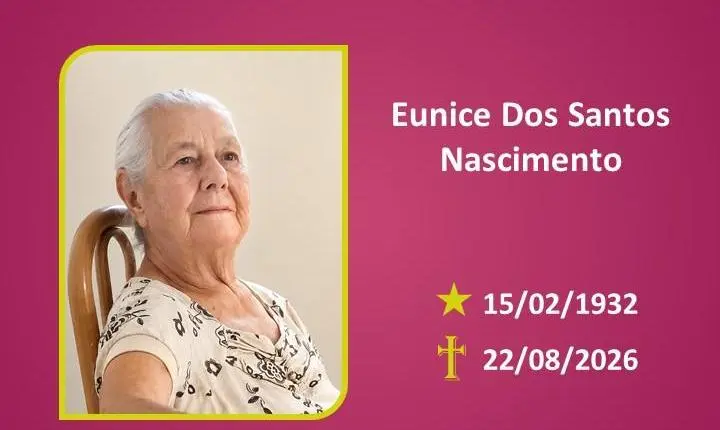 A Funerária Bom Jesus comunica o falecimento da Sra. EUNICE DOS SANTOS NASCIMENTO 