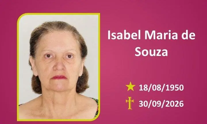 A Funerária Bom Jesus comunica o falecimento da Sra. Isabel Maria de Souza