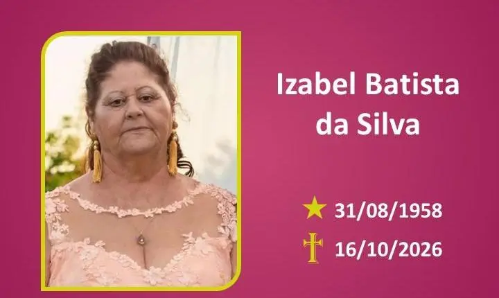 A Funerária Bom Jesus comunica o falecimento da Sra. IZABEL BATISTA DA SILVA