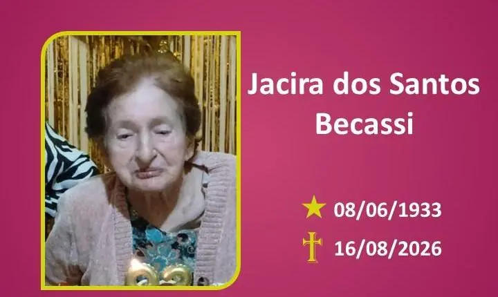 A Funerária Bom Jesus comunica o falecimento da Sra. Jacira dos Santos Becassi.