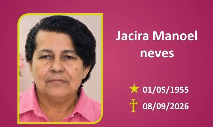 A Funerária Bom Jesus comunica o falecimento da Sra. JACIRA MANOEL NEVES 