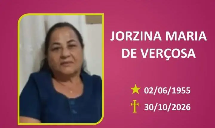 A Funerária Bom Jesus comunica o falecimento da Sra JORZINA MARIA DE VERÇOSA 