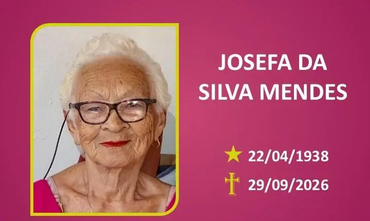 A Funerária Bom Jesus comunica o falecimento Da SRA JOSEFA DA SILVA MENDES