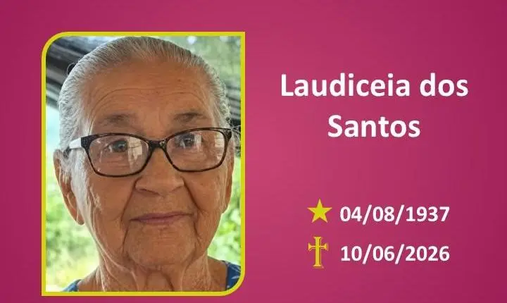 A Funerária Bom Jesus comunica o falecimento da Sra. Laudiceia dos Santos.
