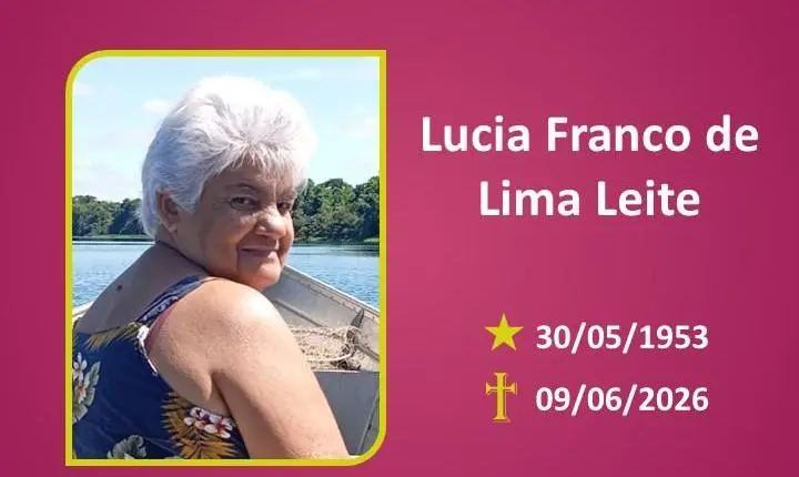 A Funerária Bom Jesus comunica o falecimento da Sra. Lucia Franco de Lima Leite.