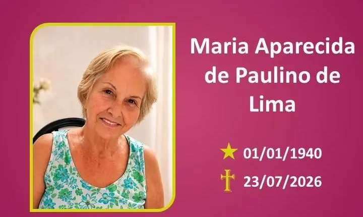 A Funerária Bom Jesus comunica o falecimento da Sra. Maria Aparecida Paulino De Lima