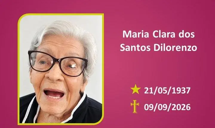 A Funerária Bom Jesus comunica o falecimento da Sra. MARIA CLARA DOS SANTOS DILORENZO  