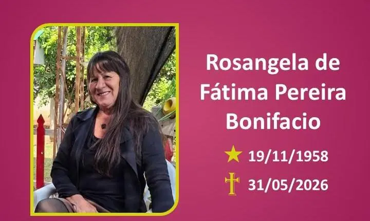 A Funerária Bom Jesus comunica o falecimento da Sra. Rosangela de Fátima Pereira Bonifácio.