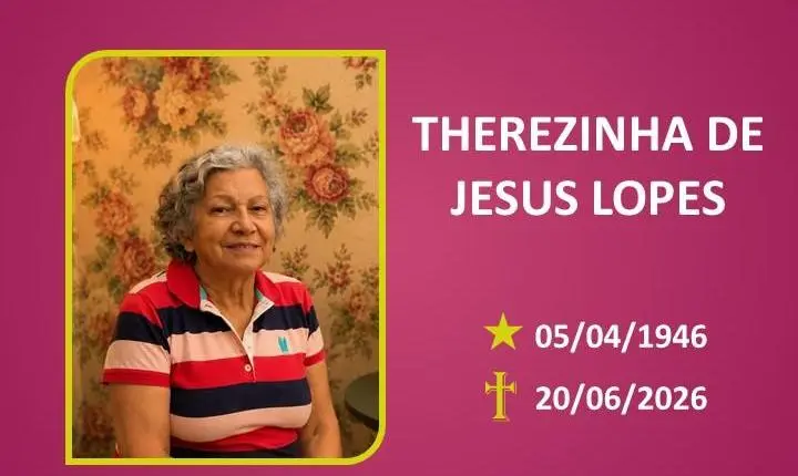 A Funerária Bom Jesus comunica o falecimento da Sra. THEREZINHA DE JESUS LOPES