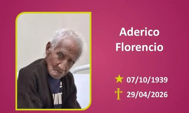 A Funerária Bom Jesus comunica o falecimento do Sr. Aderico Florencio.