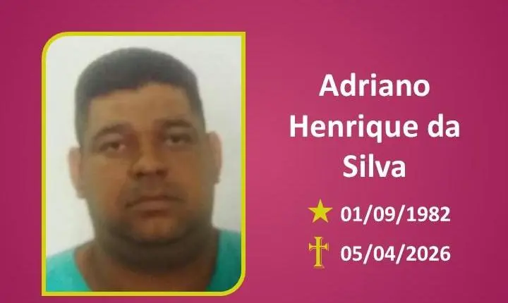 A Funerária Bom Jesus comunica o falecimento do Sr. Adriano Henrique da Silva