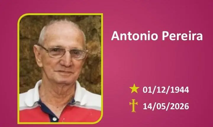 A Funerária Bom Jesus comunica o falecimento do Sr. Antonio Pereira.