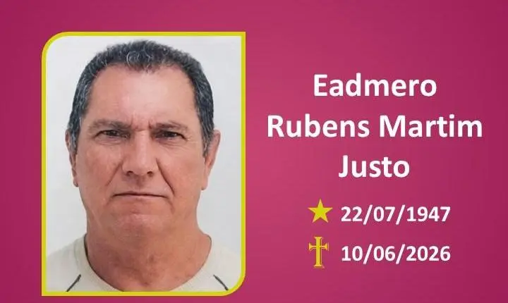 A Funerária Bom Jesus comunica o falecimento do Sr. Eadmero Rubens Martim Justo.