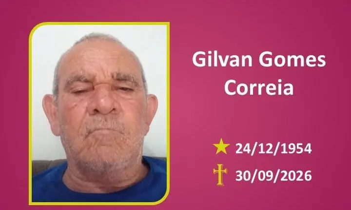 A Funerária Bom Jesus comunica o falecimento do Sr. GILVAN GOMES CORREIA