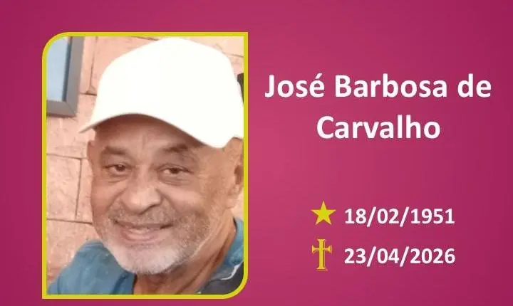 A Funerária Bom Jesus comunica o falecimento do Sr. José Barbosa De Carvalho