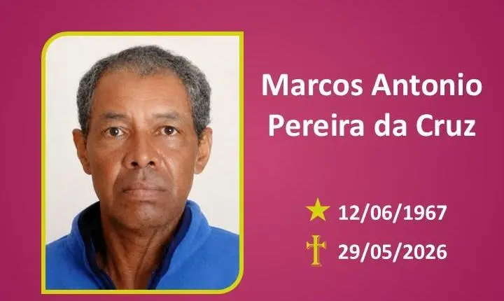 A Funerária Bom Jesus comunica o falecimento do Sr. Marcos Antônio Pereira Da Cruz.