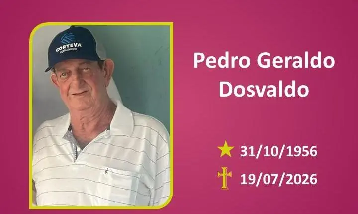 A Funerária Bom Jesus comunica o falecimento do Sr. PEDRO GERALDO DOSVALDO