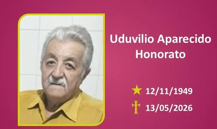A Funerária Bom Jesus comunica o falecimento do Sr. Uduvilio Aparecido Honorato