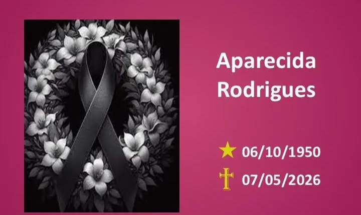 A Funerária Bom Jesus em parceria com a Funerária Ferreira comunica o falecimento da Sra. Aparecida Rodrigues