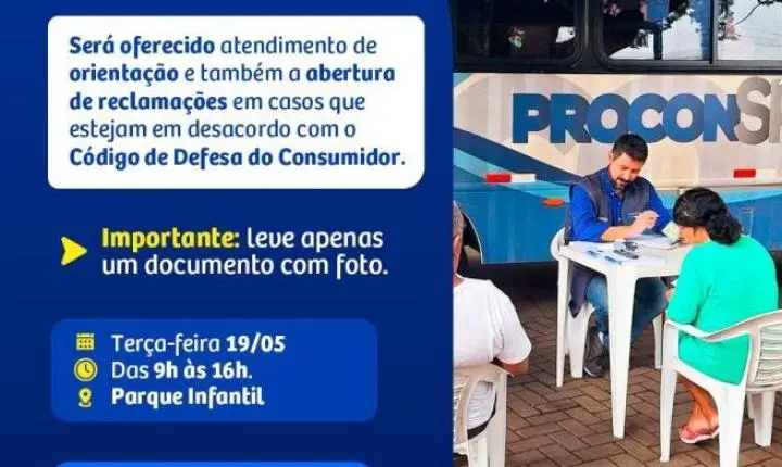 Ação do Procon Móvel ocorrerá no Parque Infantil em Araraquara