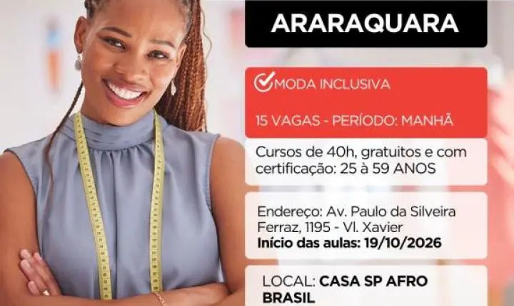 Araraquara abre inscrições para cursos gratuitos de qualificação profissional