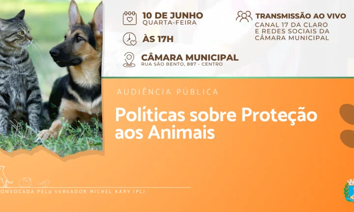 Câmara municipal sediará audiência pública para debater proteção animal no município