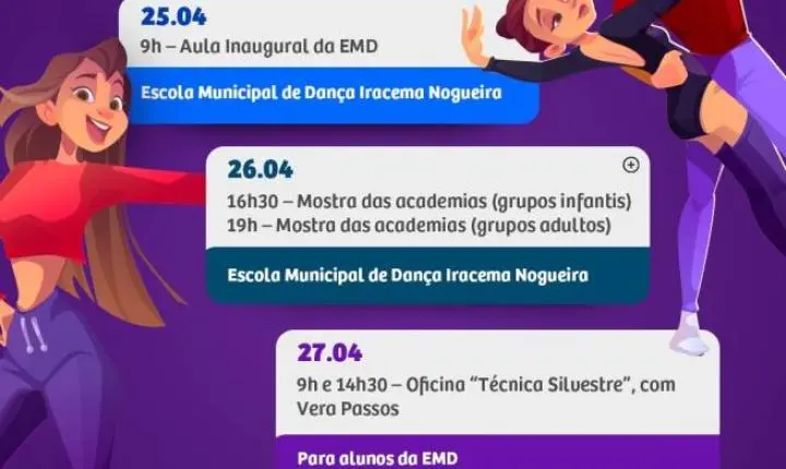 EMD inicia celebrações do dia da dança com aula inaugural neste sábado (25)