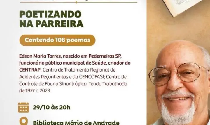 Biblioteca Mário de Andrade sedia lançamento do livro Poetizando na Parreira