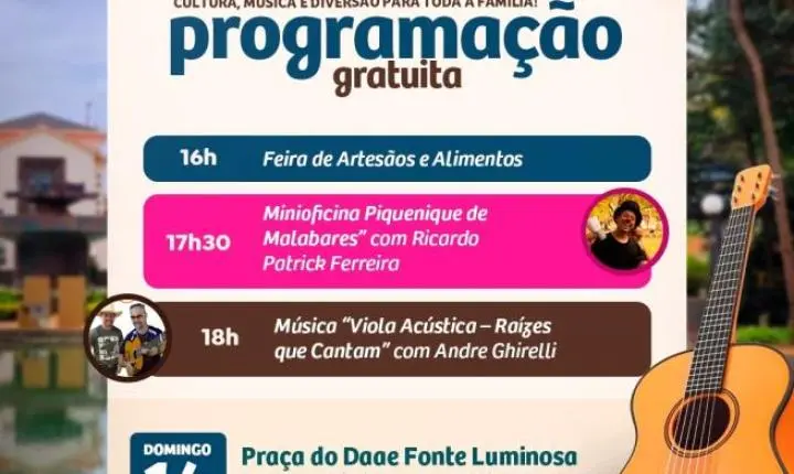 Choro das Águas: feira, malabares e viola prometem tarde cultural gratuita