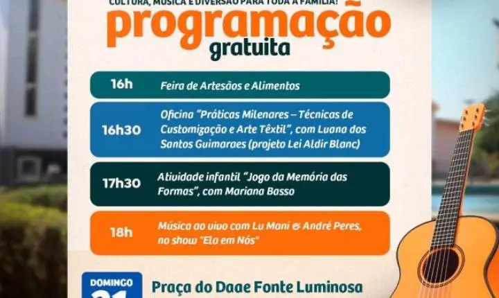 Choro das Águas em Araraquara oferece programação gratuita com artesanato e música ao vivo