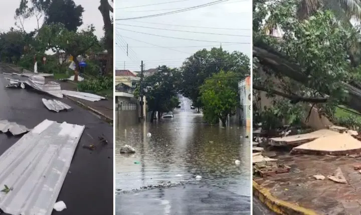 Temporais causam alagamentos e queda de energia no interior