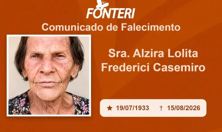 Com pesar, nos despedimos da Sra. Alzira Lolita Frederici Casemiro