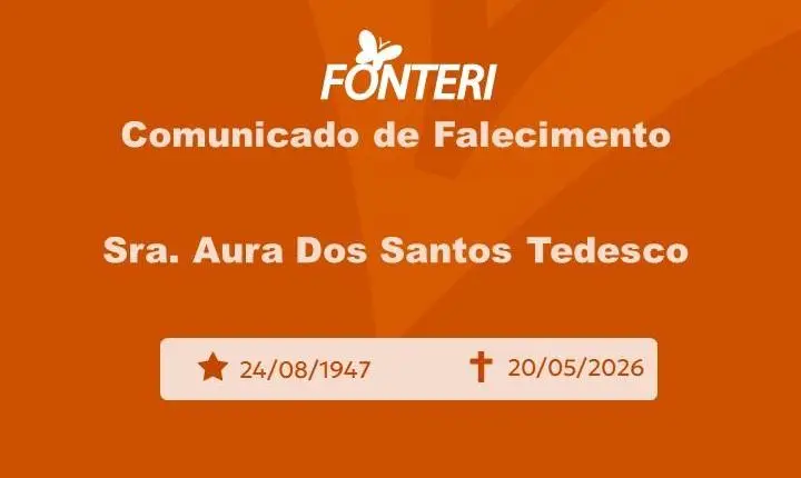 Com pesar, nos despedimos da Sra. Aura Dos Santos Tedesco